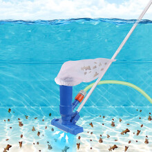 Portable Pool Vacuum Cleaner with Pole and Mesh Bag, Powerful Jet Suction for Above Ground Pools