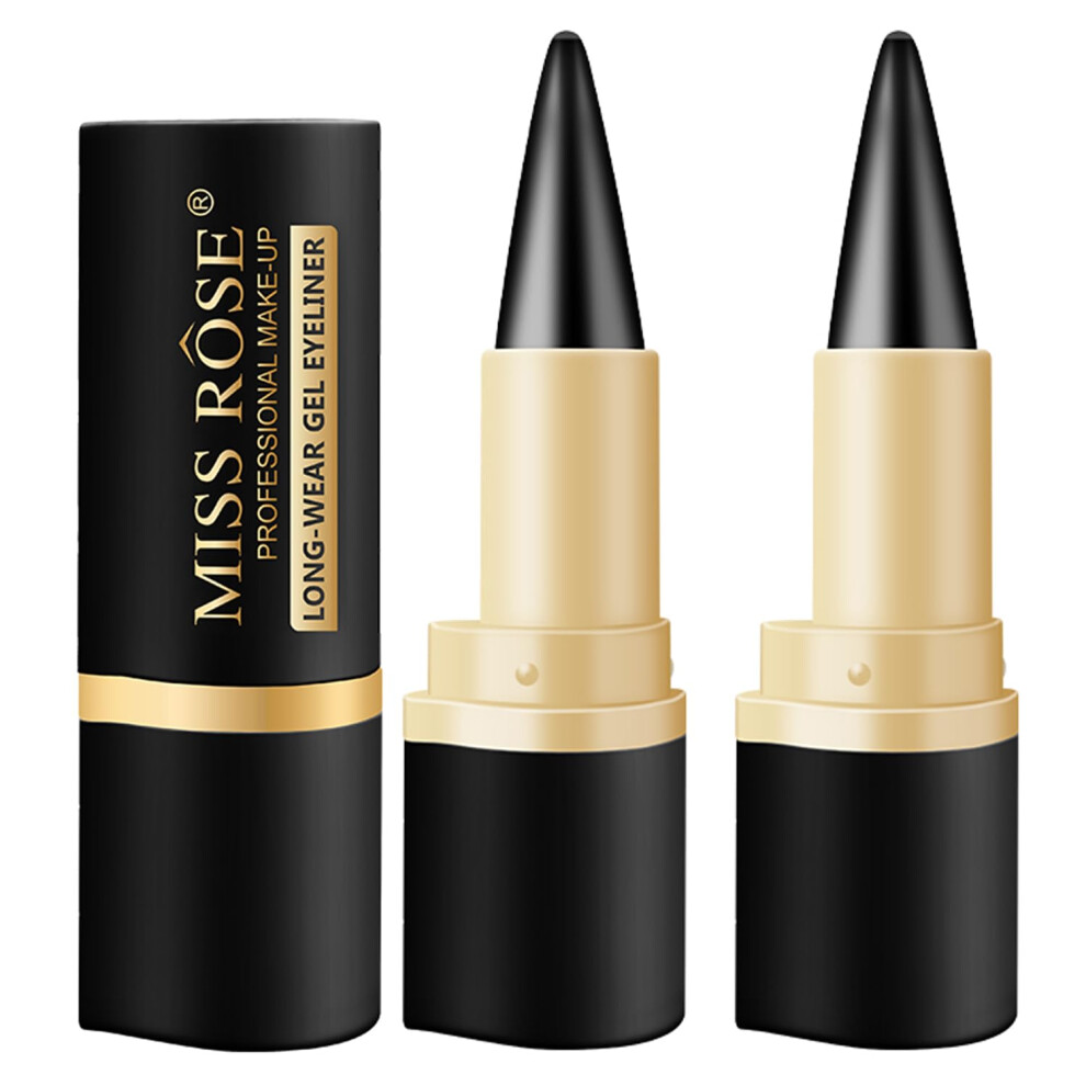 Black,Cream Waterproof Gel Eyeliner Set, Long Lasting Smudge Proof Black Eyeliner Cream With Intense Pigment