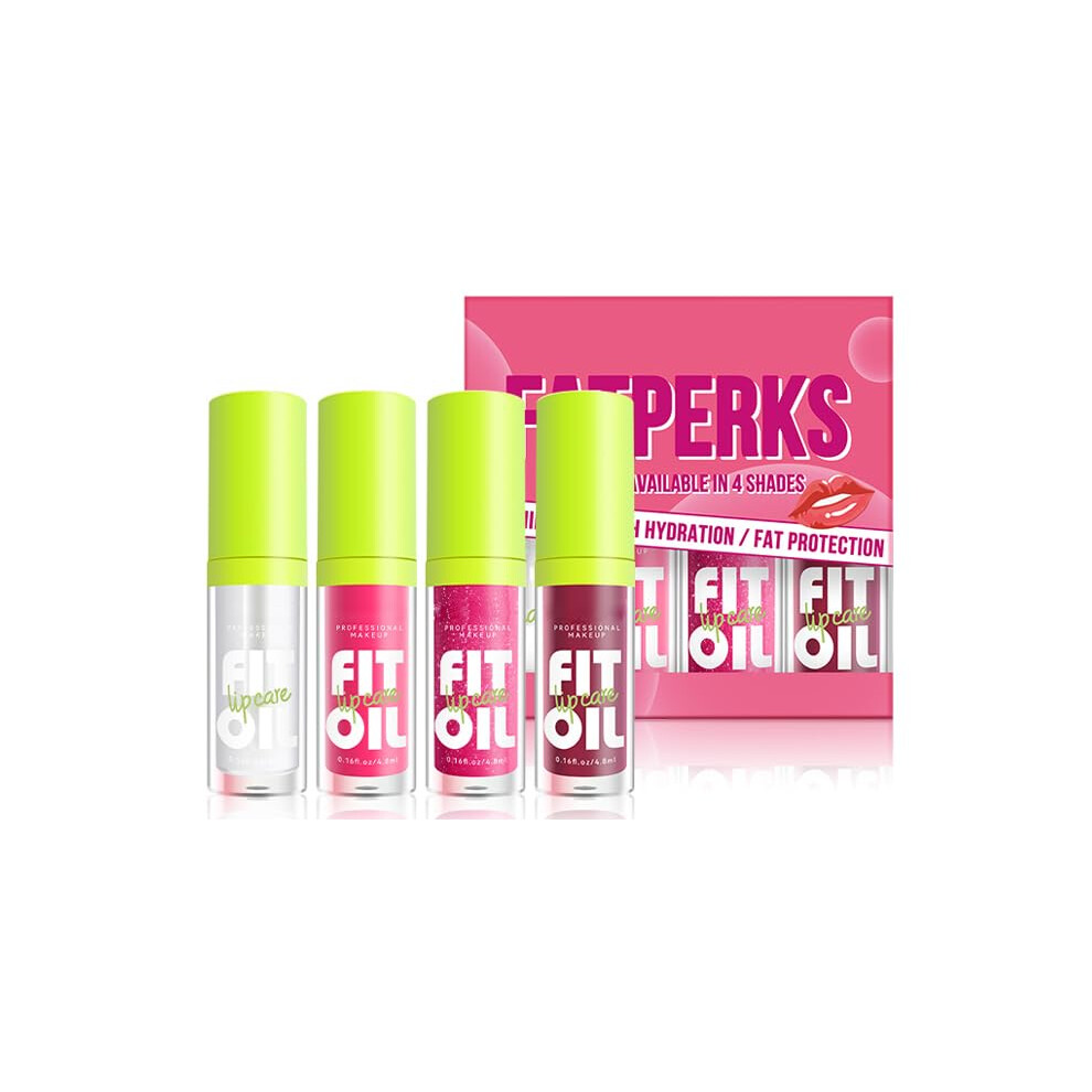 4PCS Lip Gloss Oil Set  Hydrating Tinted Plumping Lip Glow with Deep Moisture and NonSticky Glossy Finish