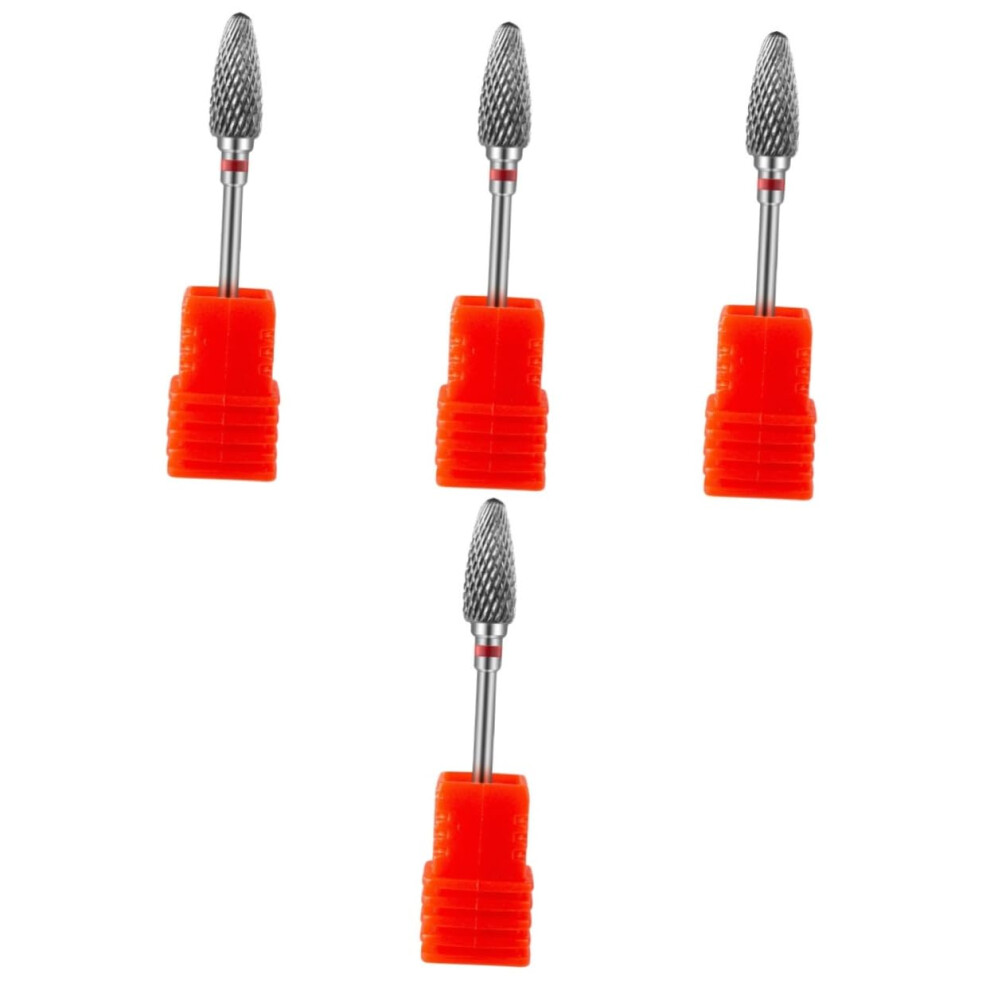 4pcs Tungsten Nail Drill Bits Set for Electric Manicure, Smooth Grinding and Polishing, Salon and Home Use