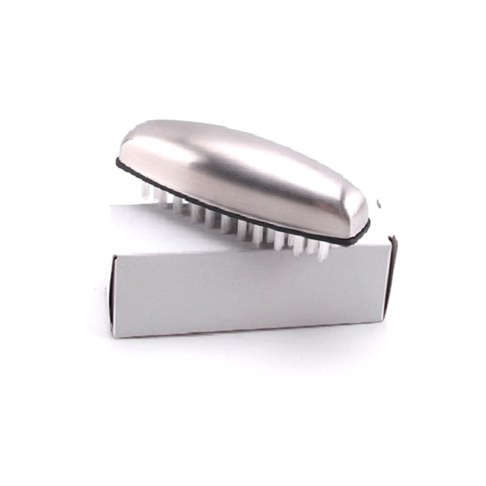 2pcs Stainless Steel Nail Cleaning Brush with Soft Nylon Bristles Ergonomic Grip for Manicure and Pedicure