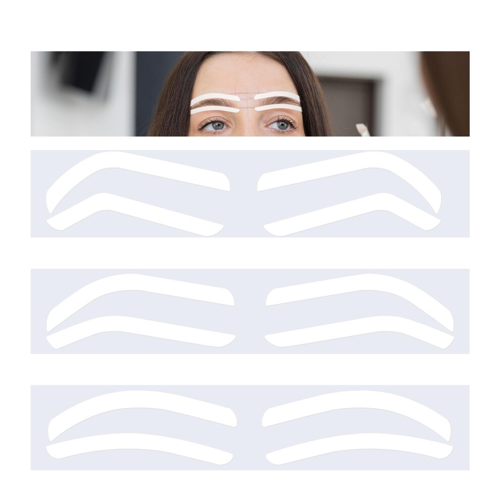 24 Pairs Eyebrow Stencils Stickers for Fast Brow Shaping, Three Arc Styles, Disposable PVC Template