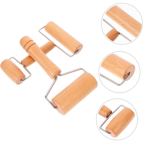 Wood Pastry Roller Set, NonStick Solid Wood Dough Roller for Baking Pizza and Pastry 2