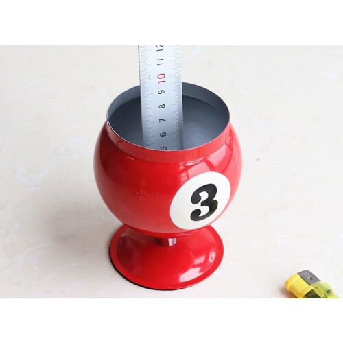 Red Billiard Ball Spin Press Ashtray with Windproof Lid, Large Capacity Metallic Decor 1