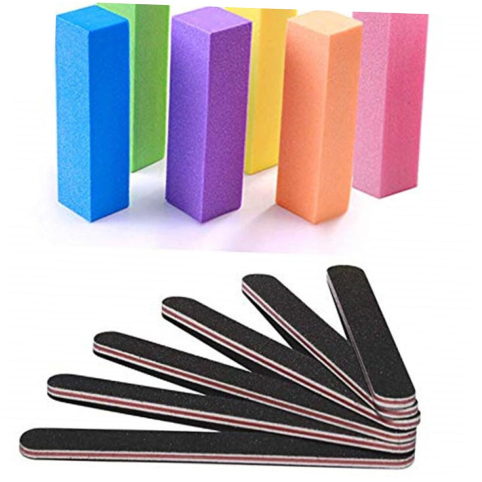 Professional Nail File Set 20pcs Dual Grit Square Buffers for Acrylic and Natural Nails