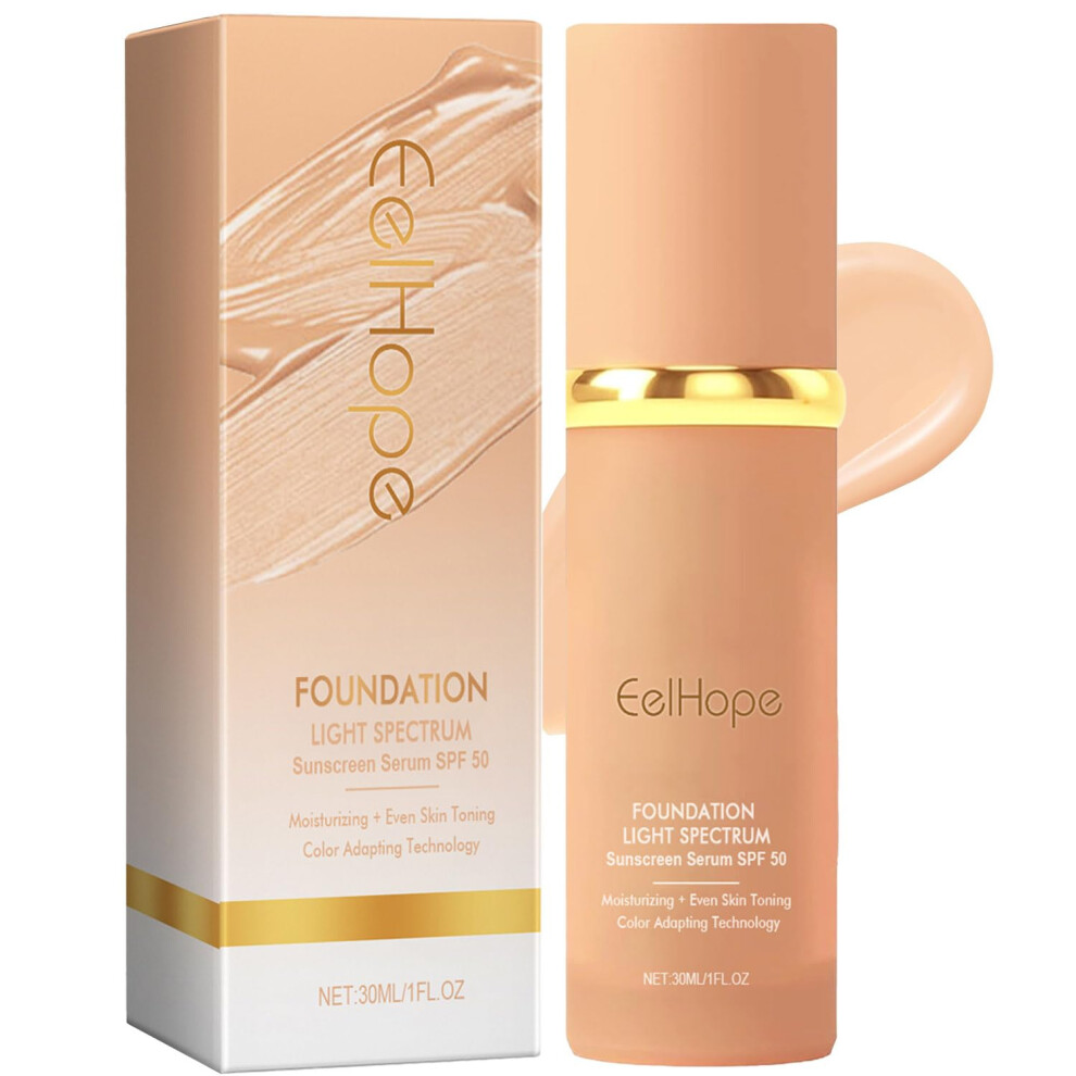Hydrating Foundation with SPF 50+ Sun Protection, Longwear Waterproof Full Coverage Korean Makeup Liquid