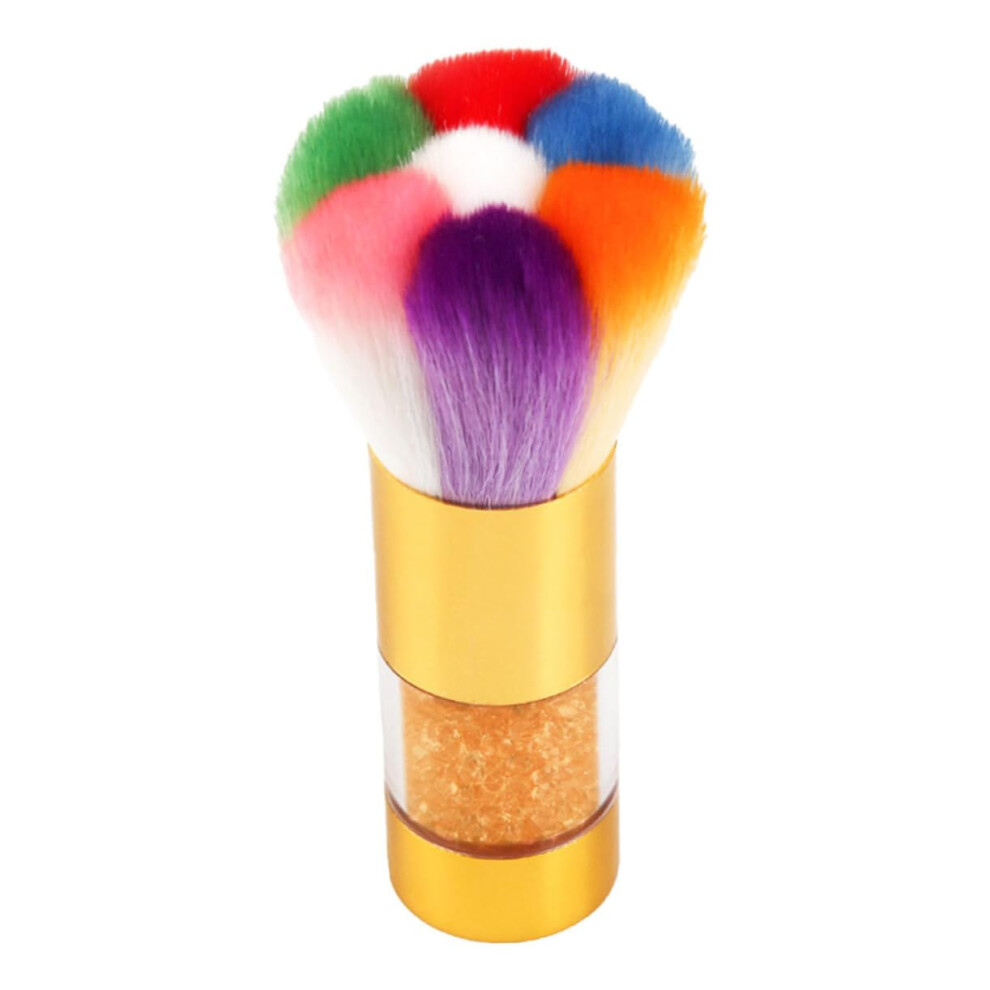 Soft Bristle Nail Dust Brush for Manicure Pedicure with Diamond Handle and Golden Professional Finish