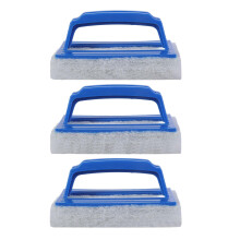 3 Pack Handheld Pool Scrub Brush with Reinforced Nylon Sponge for Stubborn Stain Removal on Steps Corners and Tiles