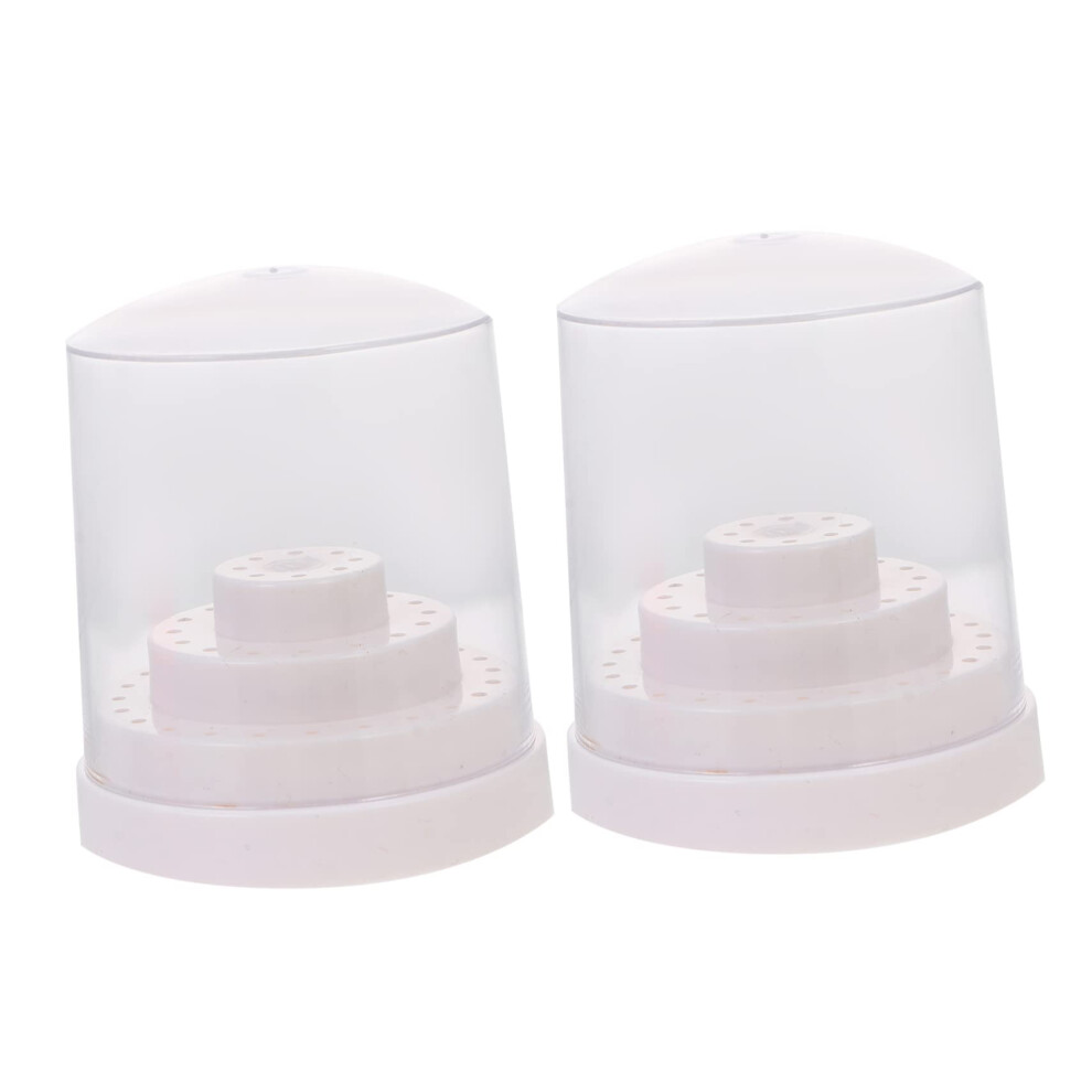48 Hole Nail Drill Bits Storage Box with Transparent Dustproof Cover for Manicure and Polishing