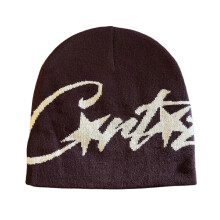 (Coffee rice word)Contemporary Knit Beanies Soft Warm Winter Hat For Women Trendy Gift Cold Weather Accessory Photography Props Multicolor