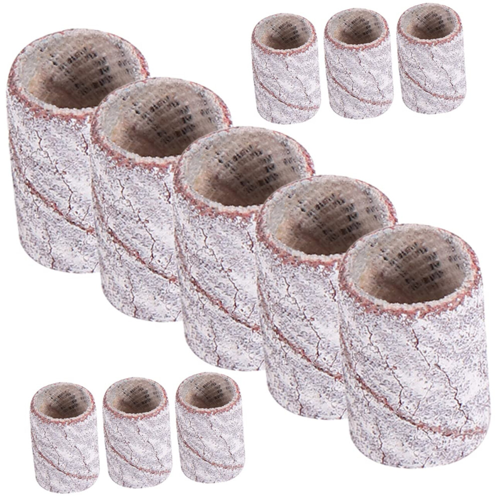 White 200Pcs Fine Grit Nail Drill Sanding Bands For Gel Polish Removal Manicure Buffing Durable Rings