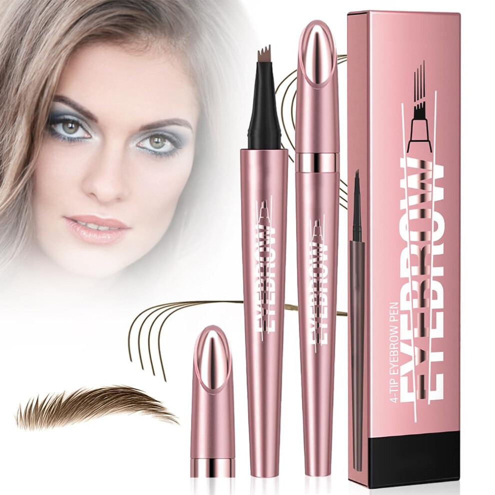 Waterproof Eyebrow Pencil Light Brown with 4 Tip Microblading Pen for Natural Looking Brows