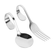Stainless Steel Serving Utensils Set with Mirror Polished Curved Handle Salad Fork and Spoon