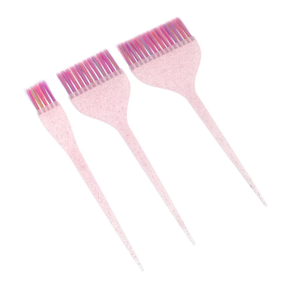 3pcs Hair Color Brush Set with Soft Bristles Long Tail Handle Glitter Highlighting Brushes for Salon Use