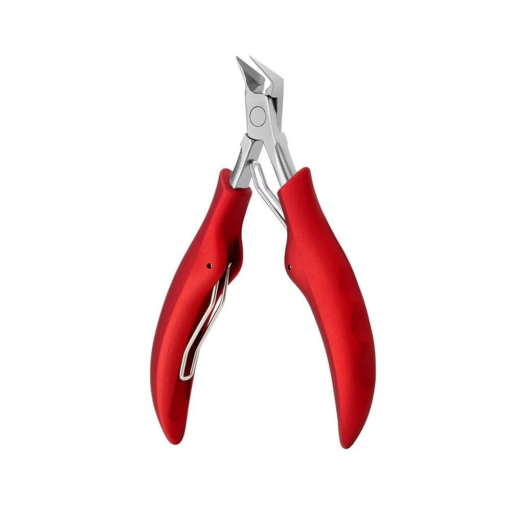 Stainless Steel Cuticle Nippers and Nail Cuticle Scissors for Ingrown Toenail Removal Red Handle