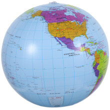 Inflatable Globe 12 Inch PVC Detailed World Map Ball for Kids Learning and Indoor Outdoor Fun