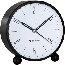 Analoger Wecker, kein Ticken mit Nachtlicht, Wecker, lautlos, Tischuhr, analog, still (schwarz).