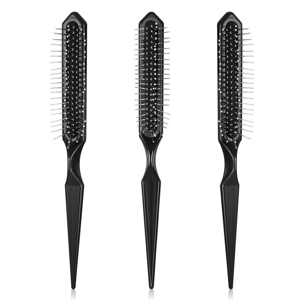 Wig Brush and Comb Set for Synthetic Hair, Steel Needle 3 Row Detangling, Curl Defining, 3Pcs