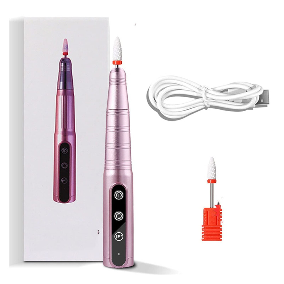 Electric Nail Drill 35000 RPM Rechargeable Manicure File for Acrylic and Gel Nails with Adjustable Speed