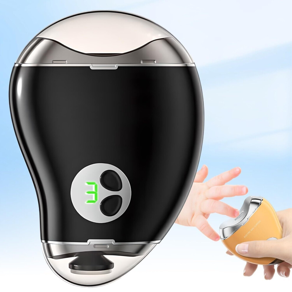 Electric Nail Clippers for Seniors, 2 in 1 Rechargeable Trimmer for Thick Toenails, Low Noise Black