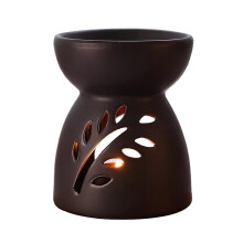 Essential Oil Burner Ceramic Oil Lamp with Tealight Holder for Home Decor Bedroom Noir 9.5x9.5x11.5cm