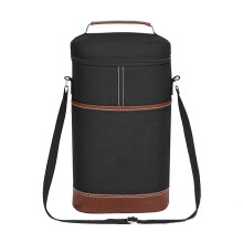 2-Flaschen-Weinbeutel, Weinträger, Weingeschenktasche, undichte und isolierte Weinkühltasche, Weinflaschen-Geschenktasche Schwarz
