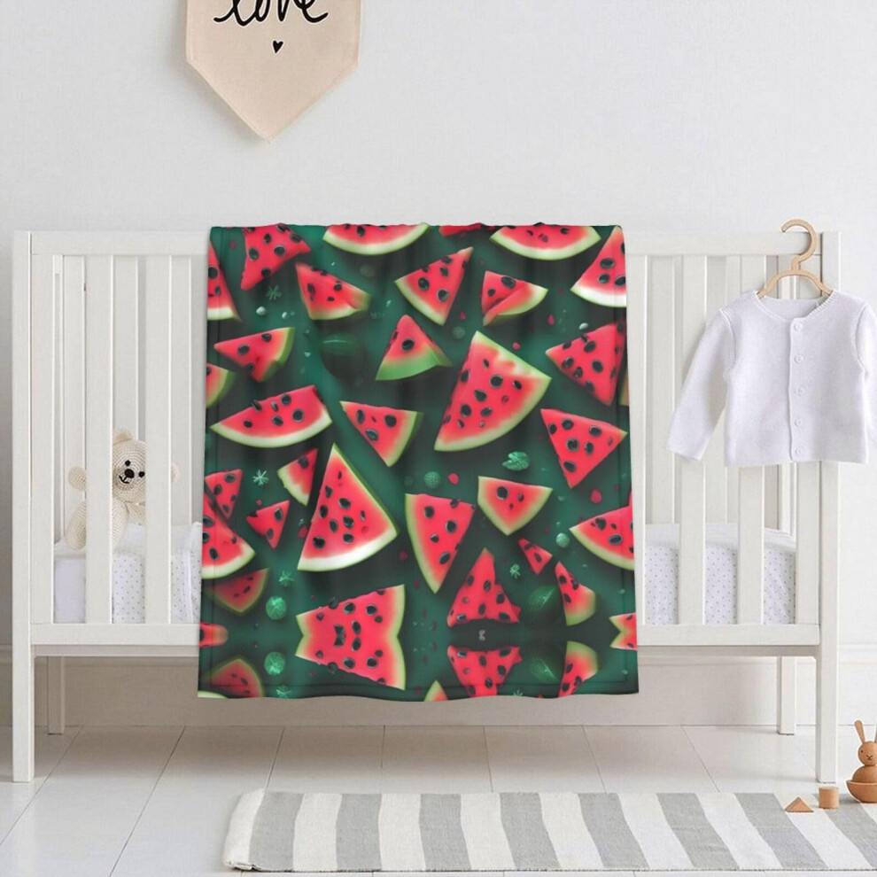 Watermelon Print Baby Blanket with Soft Micropile Backing, AllSeason Warm Swaddle 30x40 Inch