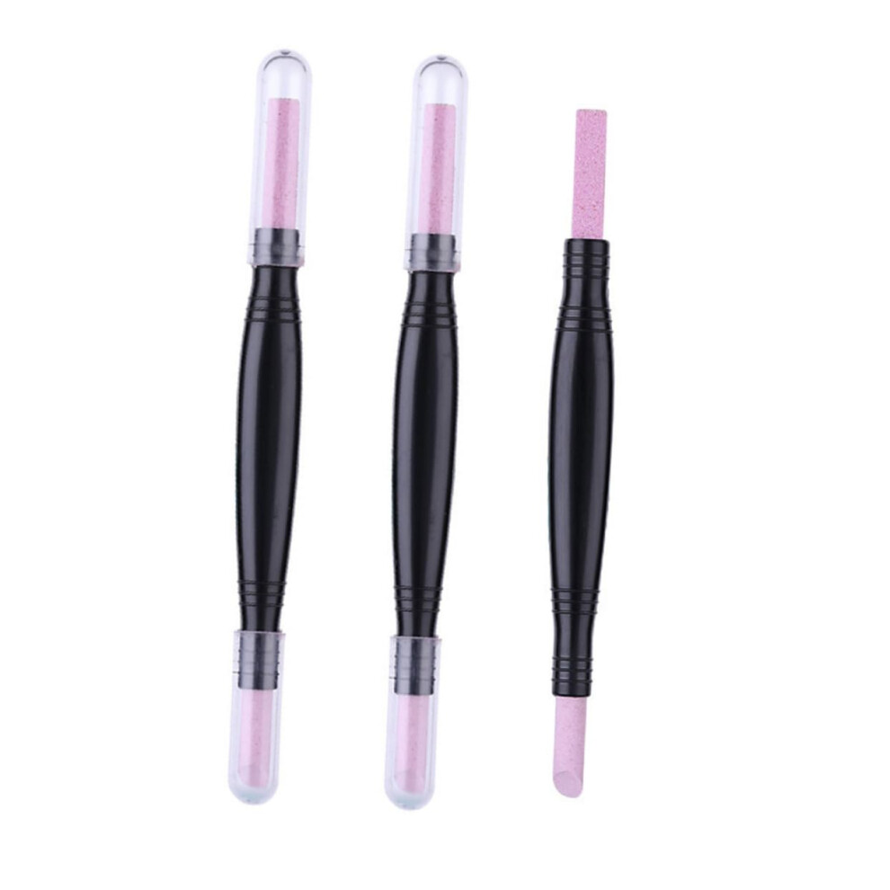 3pcs DualEnd Nail File Buffer and Cuticle Pusher Pen Set for Precision Nail Shaping and Manicure Care