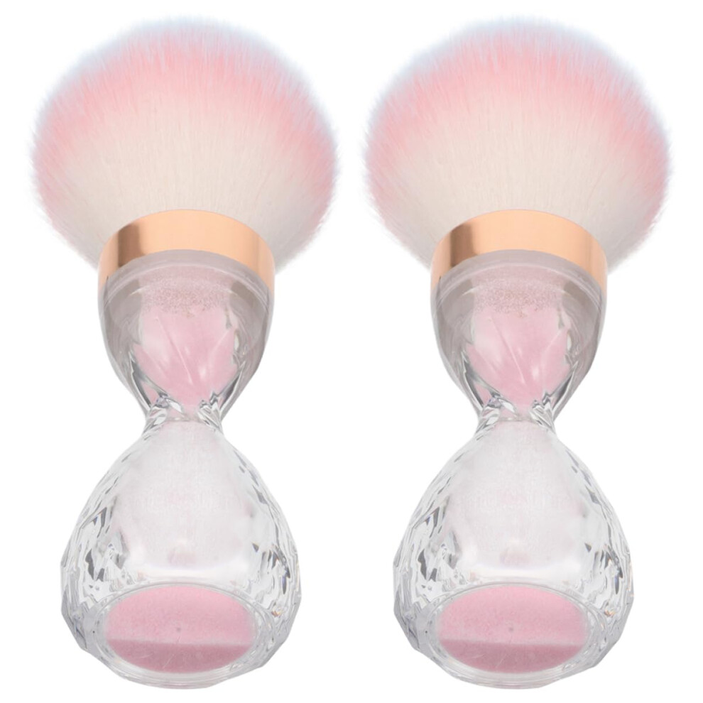 Nail Art Dust Remover Brush 2pcs Soft Design Brush for Acrylic Nails Makeup Powder Cleaner