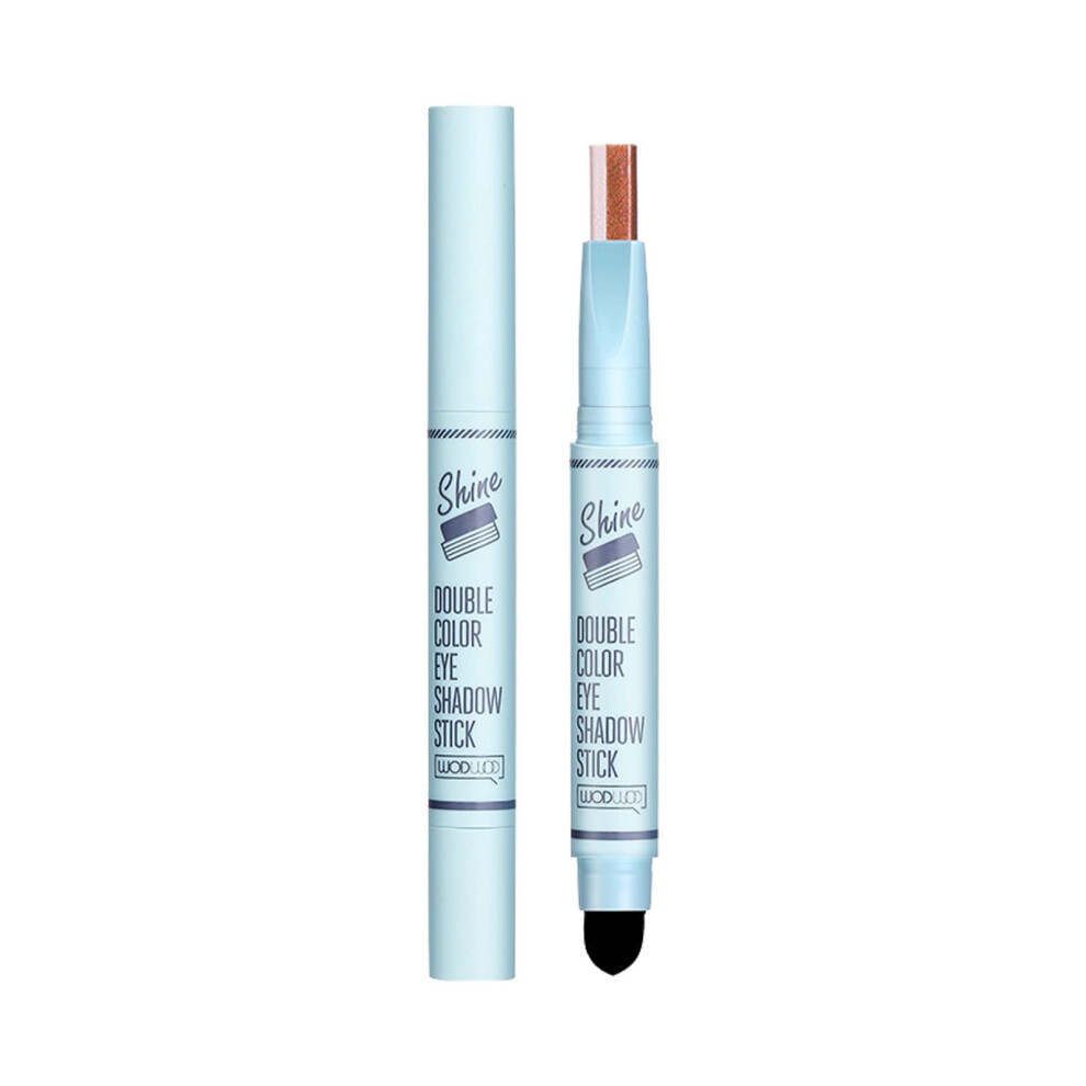 Dual Ended Two Color Eyeshadow Stick, Long Lasting Waterproof Shimmer Pencil with Sponge Applicator