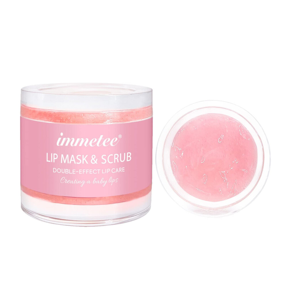 Pink Natural Lip Scrub Exfoliator And Hydrating Lip Mask Moisturizer For Dry Chapped Lips
