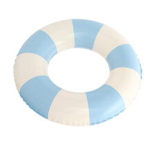 Thickened PVC Inflatable Swim Ring Pool Float with Blue Checkered Design for Beach and Pool