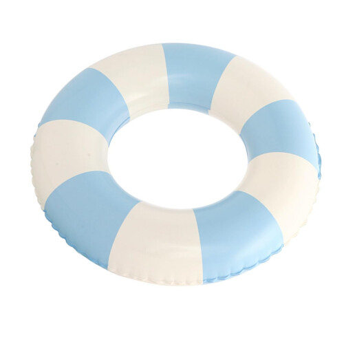 Thickened PVC Inflatable Swim Ring Pool Float with Blue Checkered Design for Beach and Pool