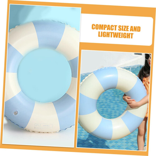 Thickened PVC Inflatable Swim Ring Pool Float with Blue Checkered Design for Beach and Pool 2