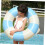 Thickened PVC Inflatable Swim Ring Pool Float with Blue Checkered Design for Beach and Pool 4