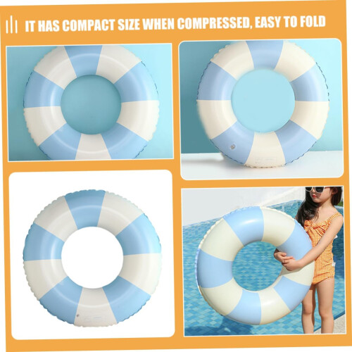 Thickened PVC Inflatable Swim Ring Pool Float with Blue Checkered Design for Beach and Pool 1