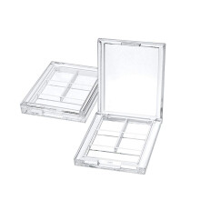 4 Grid Clear Refillable Eyeshadow Palette with Brush Slot, Compact Design for Travel and Custom Makeup