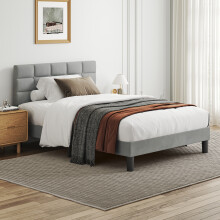 (Double) Velvet Upholstered Button Tufted Headboard Bed Frame