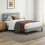 Double Bed Square Pull Dot Velvet Bed Frame Light Gray 3