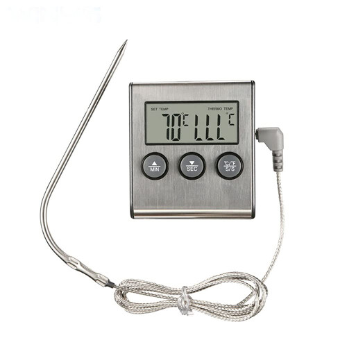 Digital Meat Thermometer with LED Backlight and Alarm, Adjustable Target Temperature for Cooking