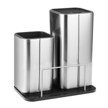 Knife Block Large Capacity Knife Holder with Multiple Slots and Drainage Base for Kitchen Storage