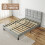 Double Bed Square Pull Dot Velvet Bed Frame Light Gray 7