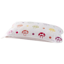 Cotton Pillowcase with Cartoon Mushrooms, Hypoallergenic Comfort, Breathable SixLayer Gauze