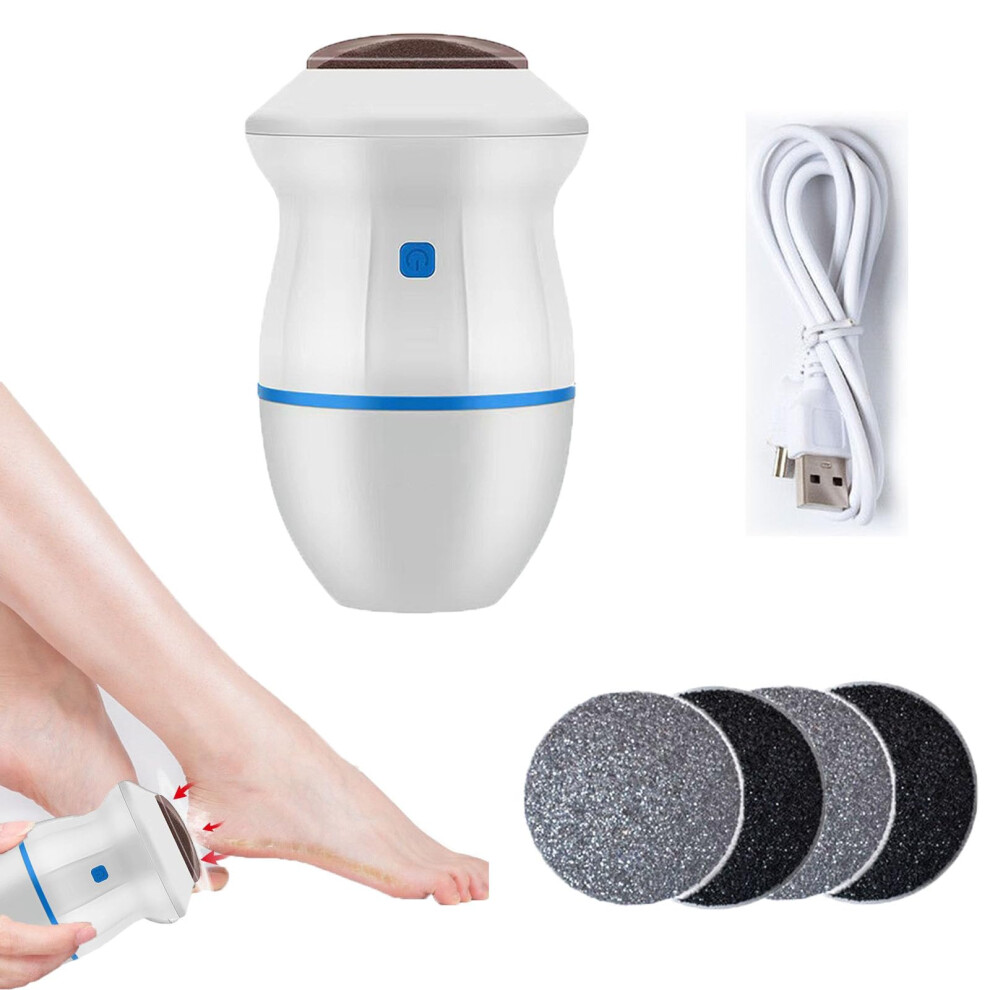 Electric Foot Grinder Callus Remover Dual Speed Rechargeable Pedicure Tool with 4 Grinding Heads