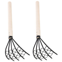 Clam Rake with Mesh Net, Ergonomic Wooden Handle, Lightweight Iron Tines for Beach Shellfish Digging