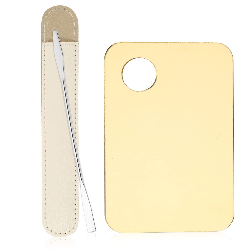 Silver Acrylic Makeup Mixing Palette With Spatula For Clean Precise Foundation Blending Tone Set