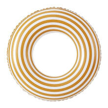 Inflatable Swim Ring with Orange Stripes, Thick PVC Pool Float for Adults and Kids, Easy Inflation