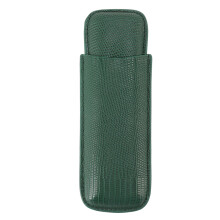 Luxury Leather Travel Cigar Case for 2 Cigars with Crocodile Texture for Men