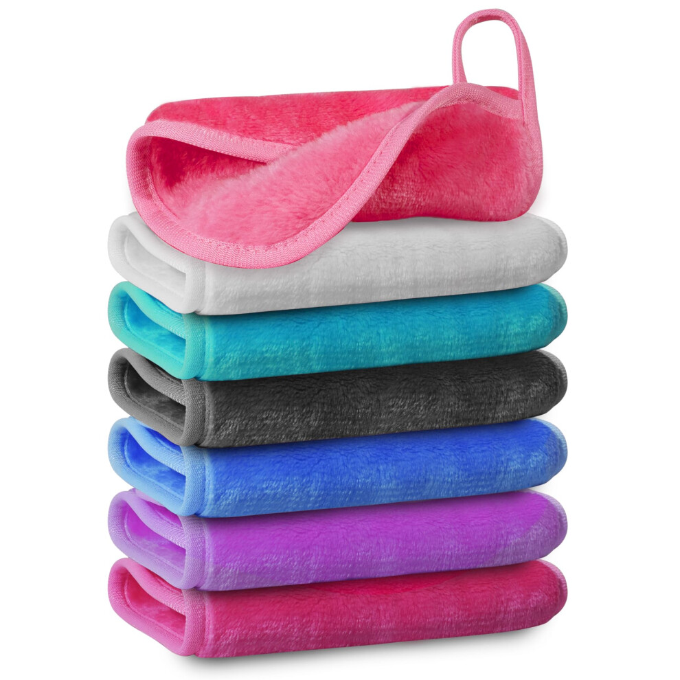 Reusable Microfiber Makeup Remover Cloth 7 Pack â Soft Nonirritating Dual Fiber Face Wash Towels for Deep Cleansing