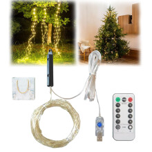 Christmas Tree Lights Cascading LED Waterproof 8 Modes Remote Timer USB Powered 2m 400 LEDs